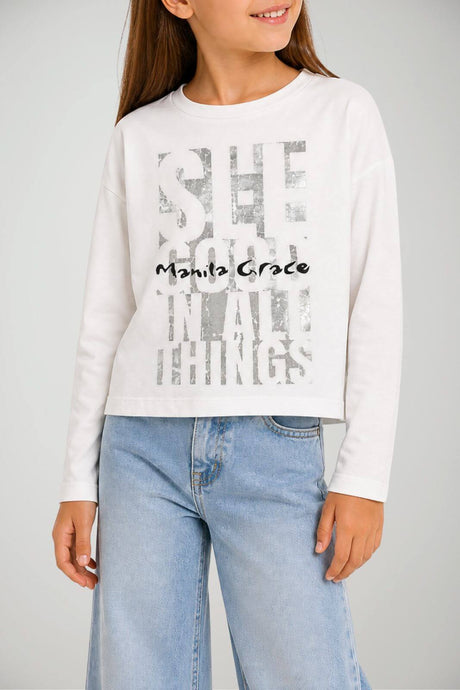 Manila Grace T-shirt Bambina maniche lunghe girocollo