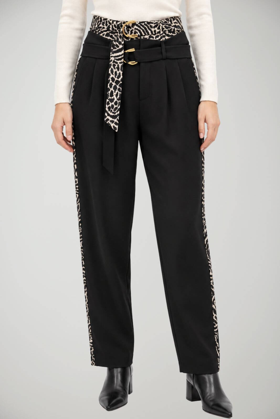 Manila Grace Pantaloni Donna con inserti animalier