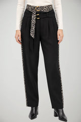 Manila Grace Pantaloni Donna con inserti animalier