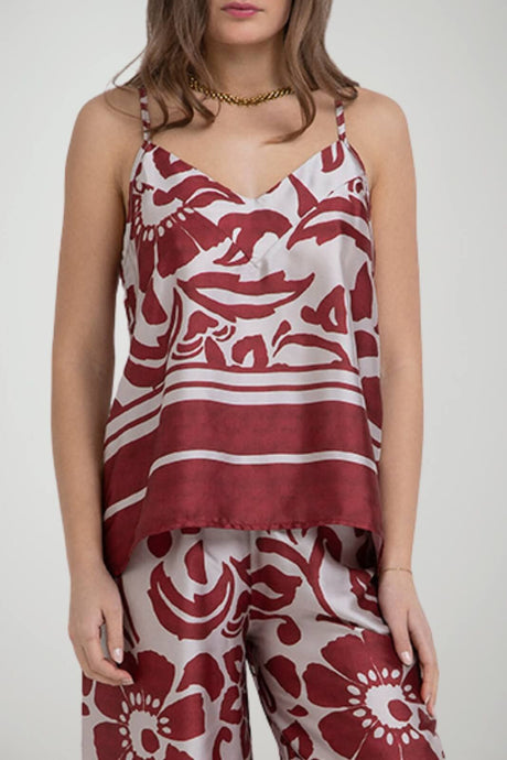 Markup top donna in raso fantasia floreale