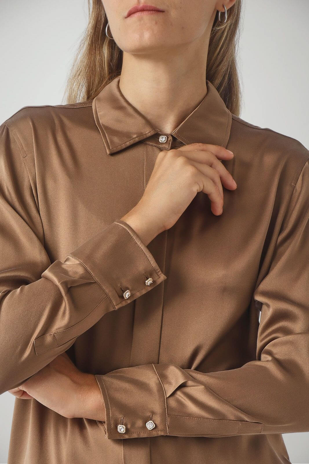 MaxMara Studio Camicia Donna in misto seta con bottoni gioiello
