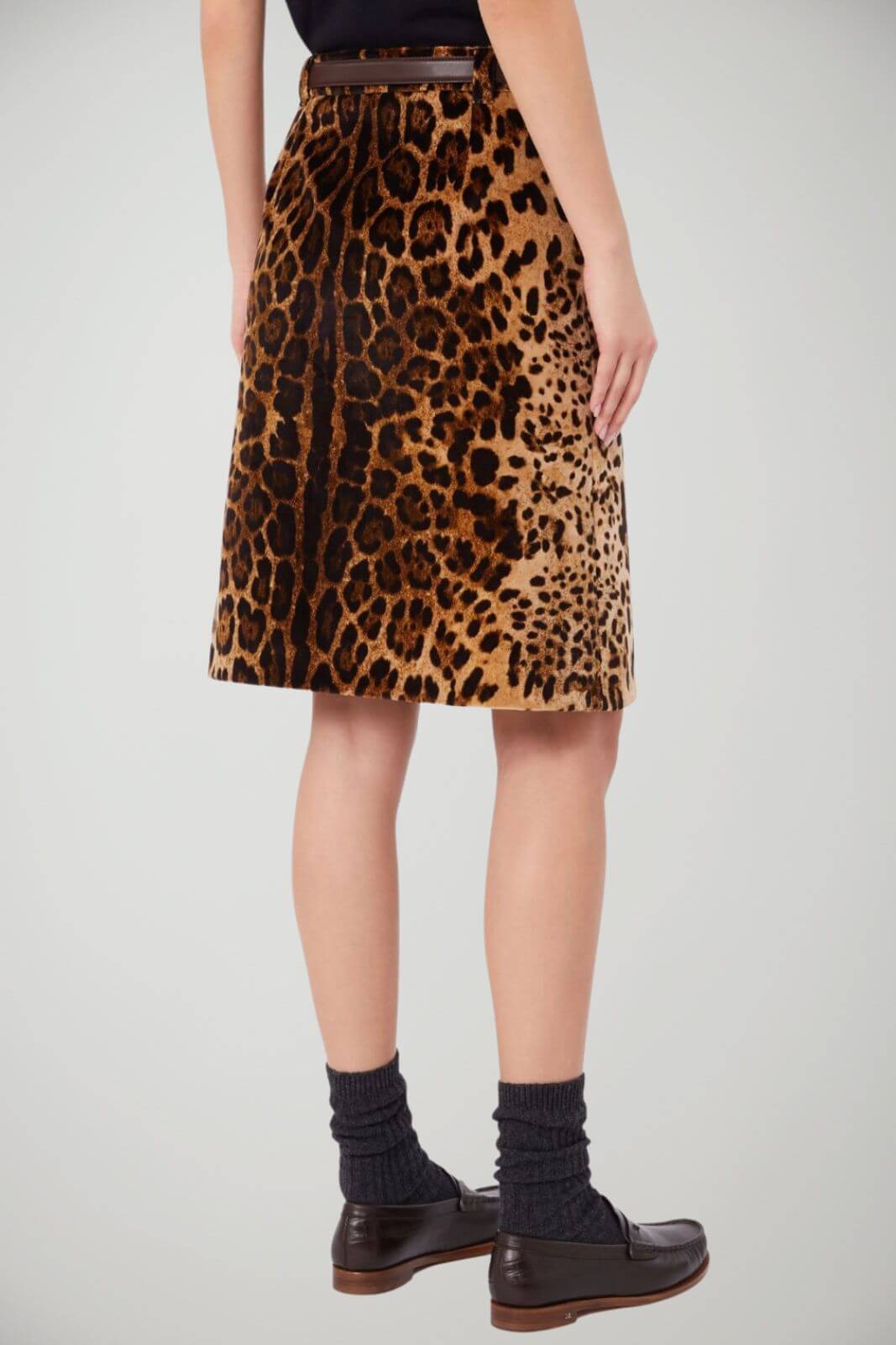 MaxMara Studio Mini Gonna in velluto stampa animalier