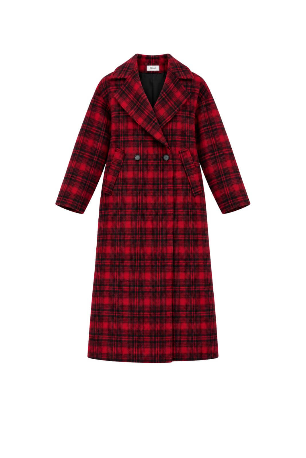 Meimeij Cappotto Donna Doppiopetto Fantasia Check in Misto Lana
