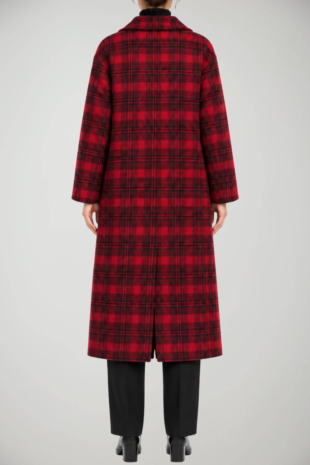 Meimeij Cappotto Donna Doppiopetto Fantasia Check in Misto Lana