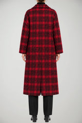 Meimeij Cappotto Donna Doppiopetto Fantasia Check in Misto Lana