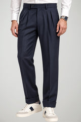 Michael Coal Pantaloni Uomo in lana stretch / Navy