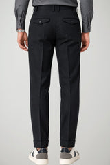 Michael Coal Pantaloni Uomo in lana stretch / Nero