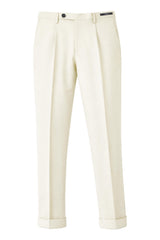 Pantaloni da uomo Michael Coal in lino con pinces e tasche americane