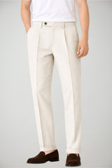 Pantaloni da uomo Michael Coal in lino con pinces e tasche americane