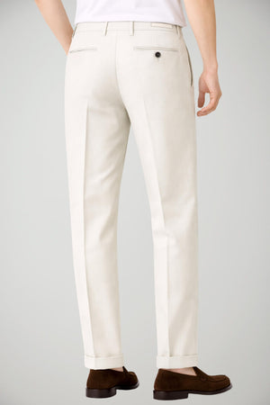 Pantaloni da uomo Michael Coal in lino con pinces e tasche americane