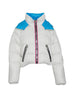 Piumino Montereggi da donna con cappuccio e maxi zip fronte