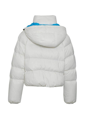 Piumino Montereggi da donna con cappuccio e maxi zip retro
