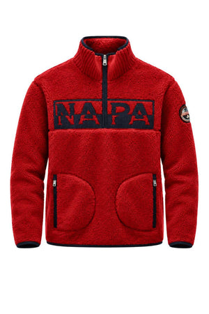 Napapijri Felpa Uomo in pile Relaxed Fit / Rosso