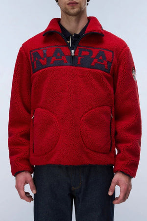 Napapijri Felpa Uomo in pile Relaxed Fit / Rosso