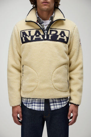Napapijri Felpa Uomo in pile Relaxed Fit / Panna