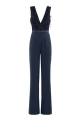 Nenette Jumpsuit Donna con Paillettes e Piume