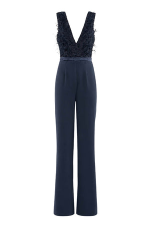 Nenette Jumpsuit Donna con Paillettes e Piume