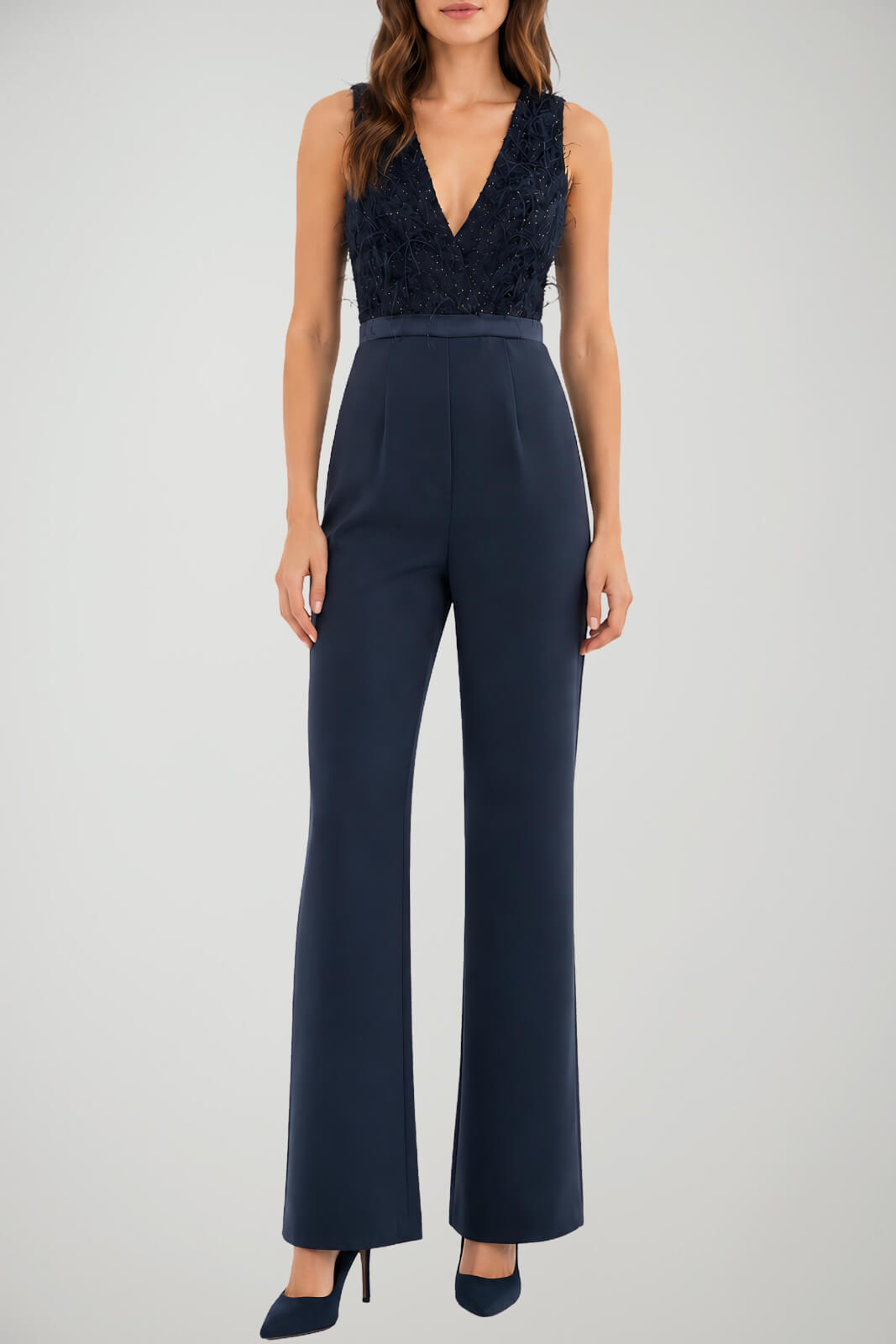 Nenette Jumpsuit Donna con Paillettes e Piume