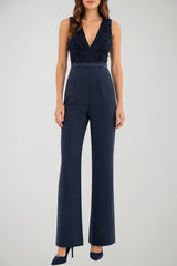 Nenette Jumpsuit Donna con Paillettes e Piume