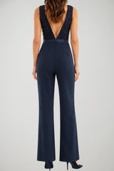 Nenette Jumpsuit Donna con Paillettes e Piume