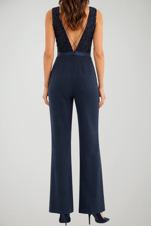 Nenette Jumpsuit Donna con Paillettes e Piume