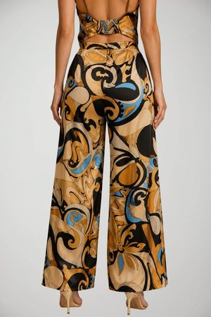 Pantaloni da donna Nenette fluidi a stampa multicolore