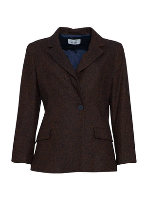 Blazer monopetto in trama spinata da donna Niu fronte