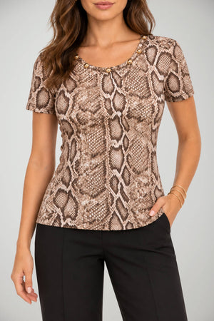 No Secrets T-shirt Donna Pitonata in Cotone Stretch