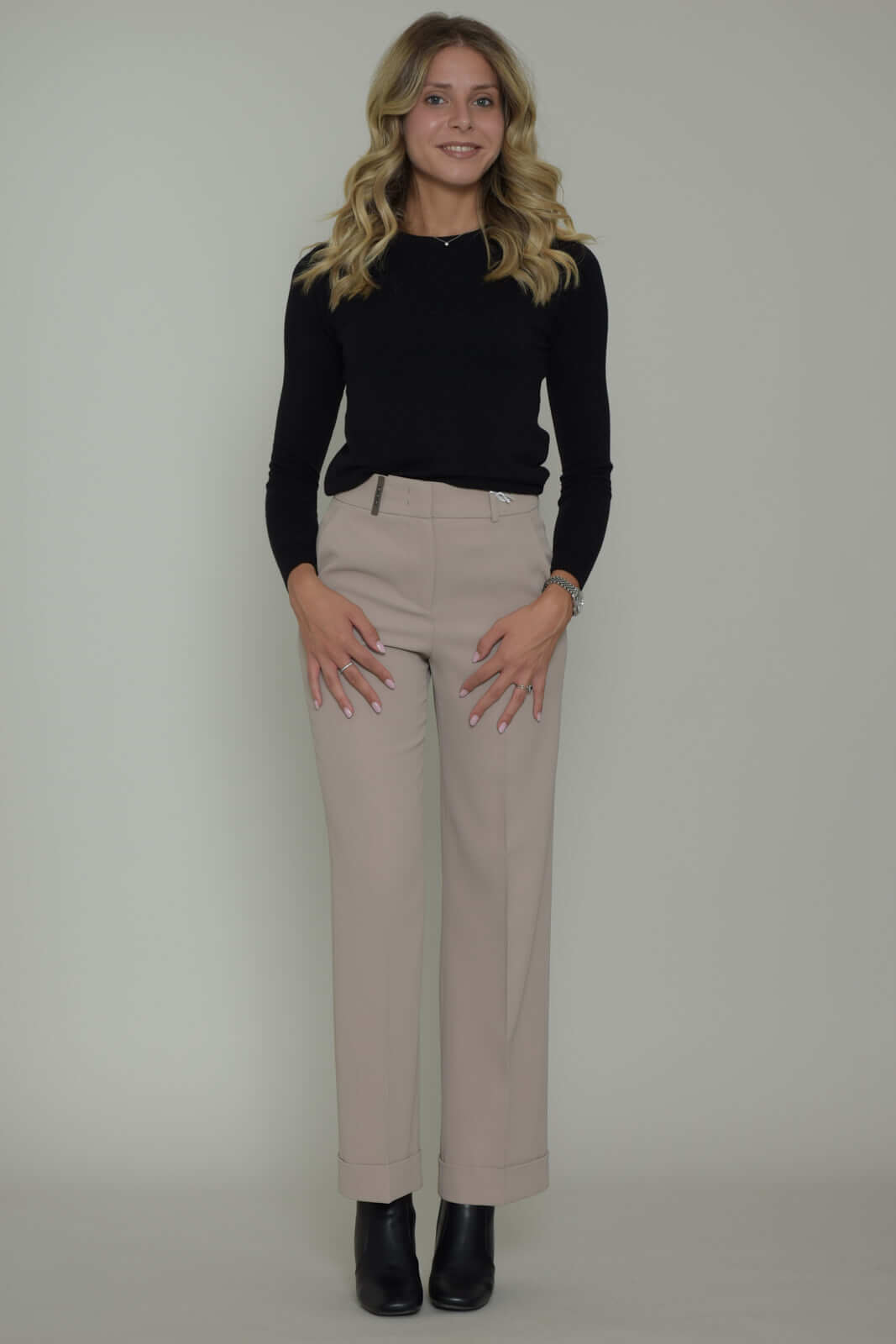 Peserico Pantalón palazzo de mujer con puños