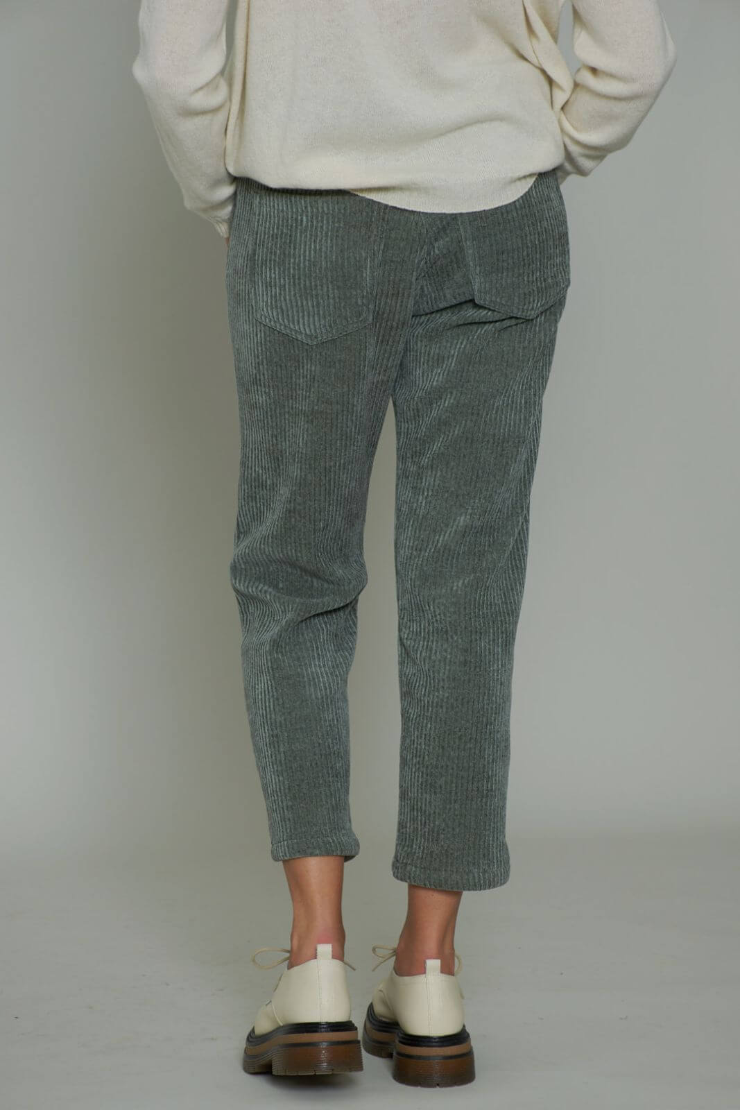 Pantaloni Donna A Vita Alta Y2K In Velluto A Coste - Modello Dritto E Largo, Stile Casual Streetwear. Colore Verde, Taglie S/M/L. Perfetti Per Autunno E Inverno.