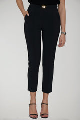 Elisabetta Franchi women's crepe trousers with logo plaque