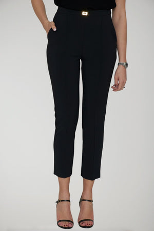 Elisabetta Franchi women's crepe trousers with logo plaque