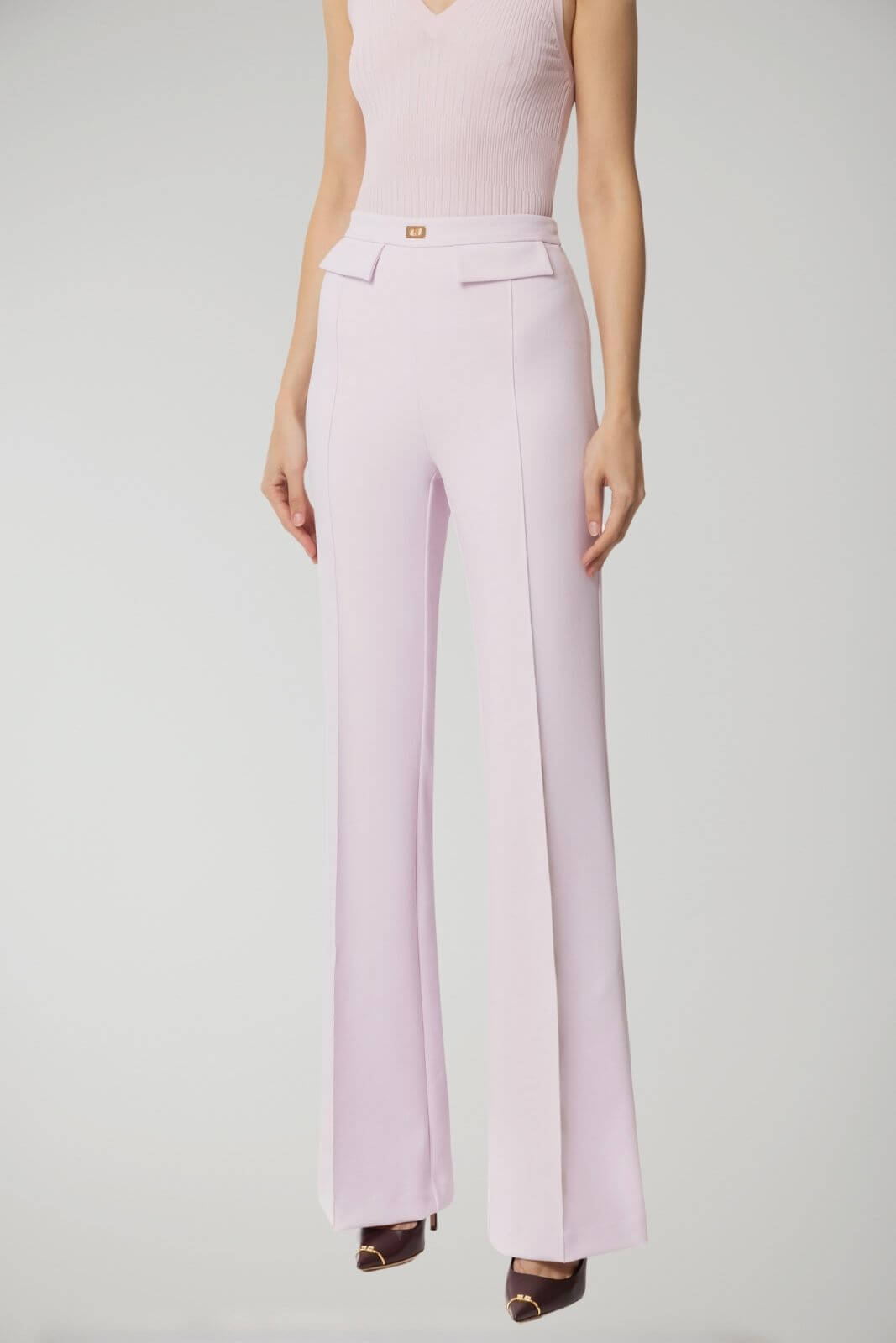Elisabetta Franchi women's crepe trousers with logo plaque
