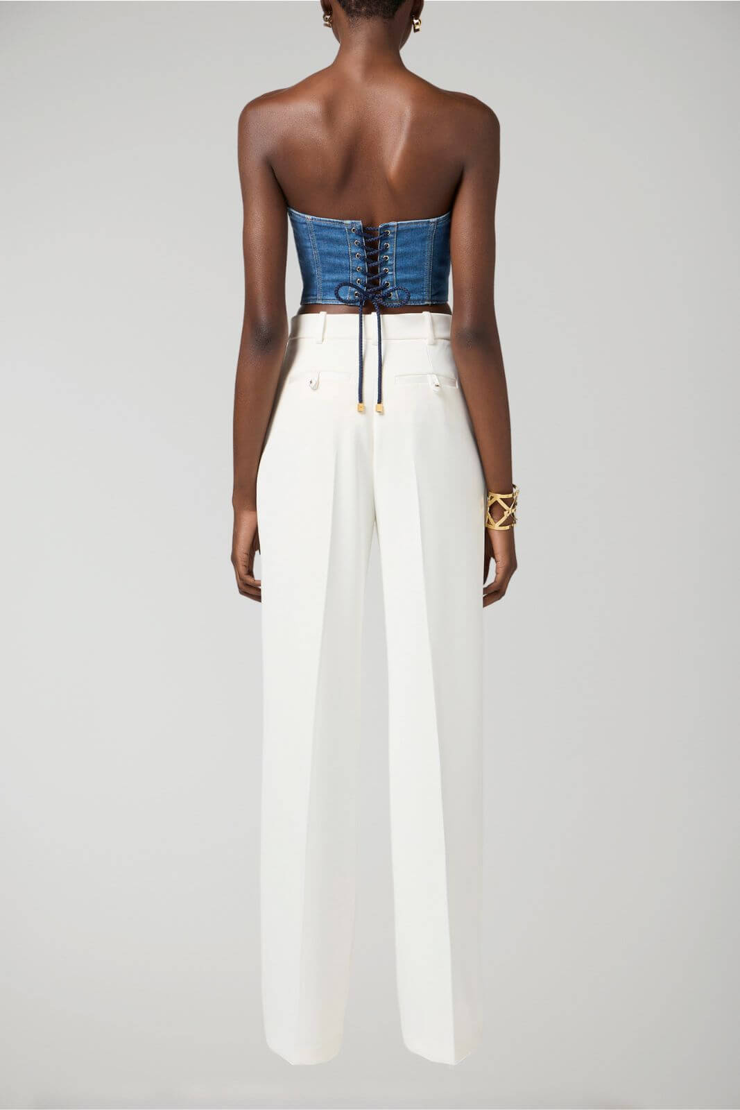 Elisabetta Franchi women's crepe trousers with satin details