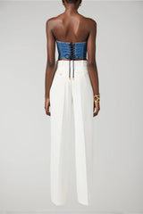 Elisabetta Franchi women's crepe trousers with satin details