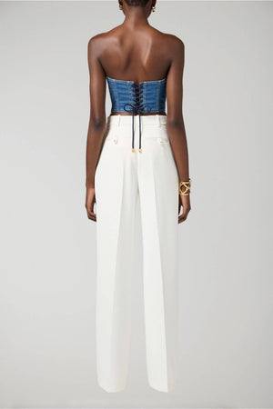 Elisabetta Franchi women's crepe trousers with satin details