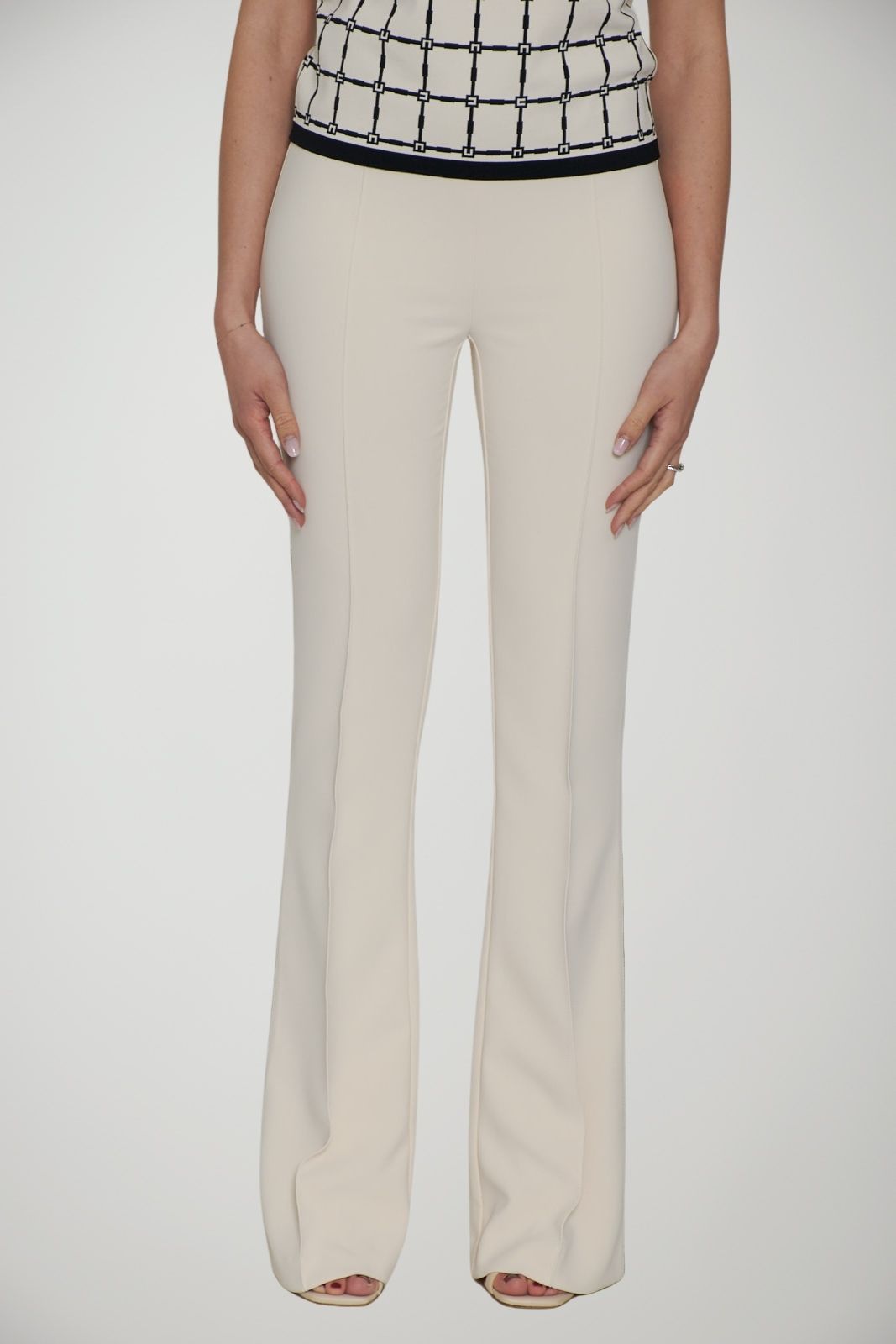 Elisabetta Franchi pantaloni donna in crepe con piping a contrasto