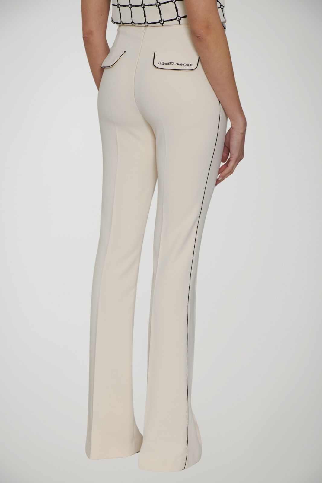 Elisabetta Franchi pantaloni donna in crepe con piping a contrasto