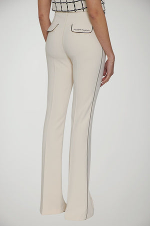 Elisabetta Franchi pantaloni donna in crepe con piping a contrasto