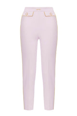 Elisabetta Franchi women's crepe trousers with piping and jewel clip