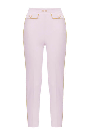 Elisabetta Franchi women's crepe trousers with piping and jewel clip