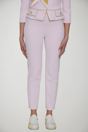 Elisabetta Franchi women's crepe trousers with piping and jewel clip