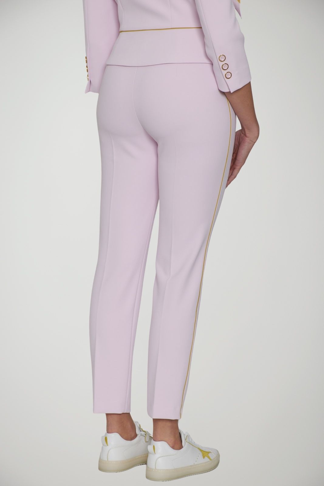 Elisabetta Franchi women's crepe trousers with piping and jewel clip