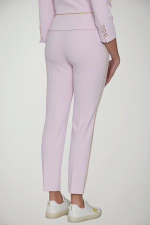 Elisabetta Franchi women's crepe trousers with piping and jewel clip