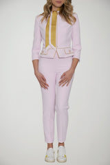 Elisabetta Franchi women's crepe trousers with piping and jewel clip