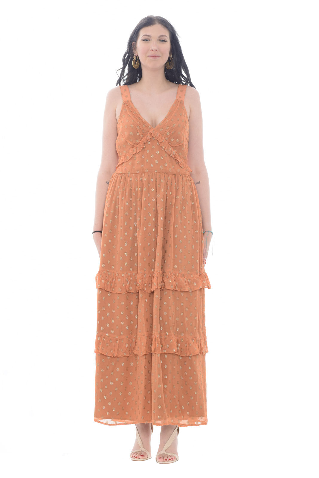 Twinset abito donna lungo fantasia pois