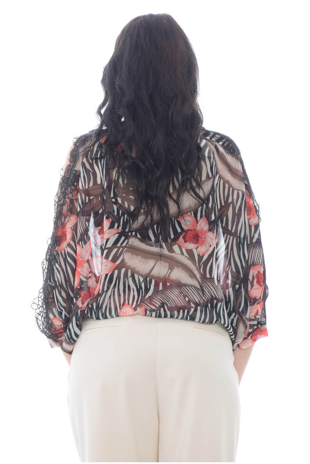 X'S Milano Blusa de mujer con inserciones de encaje