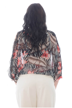 X'S Milano Blusa de mujer con inserciones de encaje