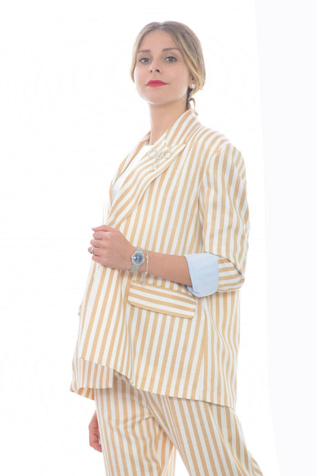 Imperial oversized women's jacket with striped pattern