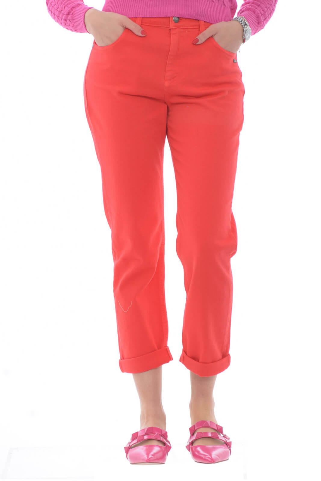 Berna Jeans Woman in mom fit gabardine